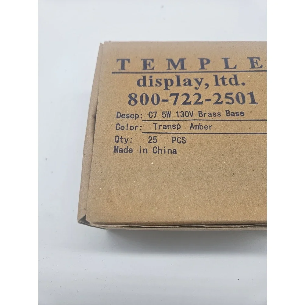 NOS C7 Incandescent Transparent Amber Replacement Bulbs Brass Base